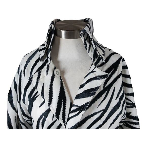 Samuel Dong Zebra Print Trench Coat Dolman Sleeves Dramatic All Season Size S - Picture 9 of 13